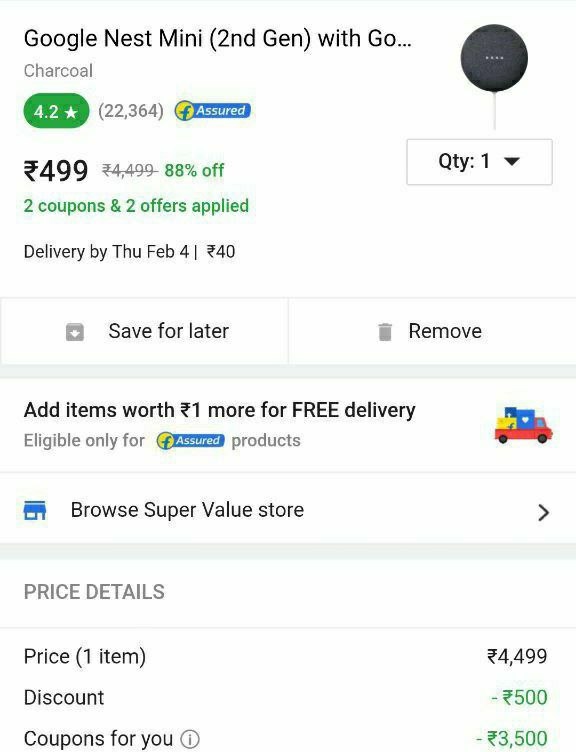 Google home best sale mini snapdeal